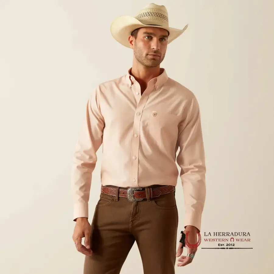 ARIAT WRINKLE FREE FITTED LONG SLEEVE SHIRT LIGHT BROWN - 4660