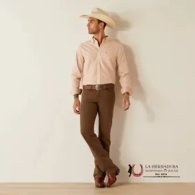 ARIAT WRINKLE FREE FITTED LONG SLEEVE SHIRT LIGHT BROWN - 4660