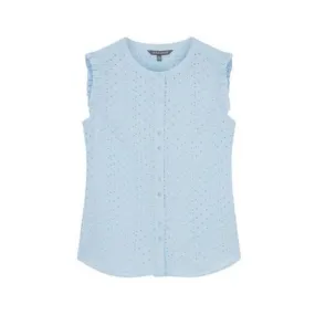 Baby Blue Embroidered and Frilled Blouse