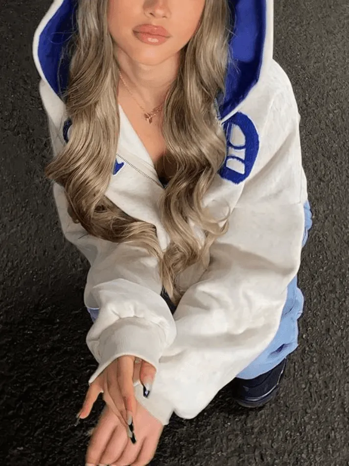Back To School Sonicelife Heart Pattern Zipper Hoodie