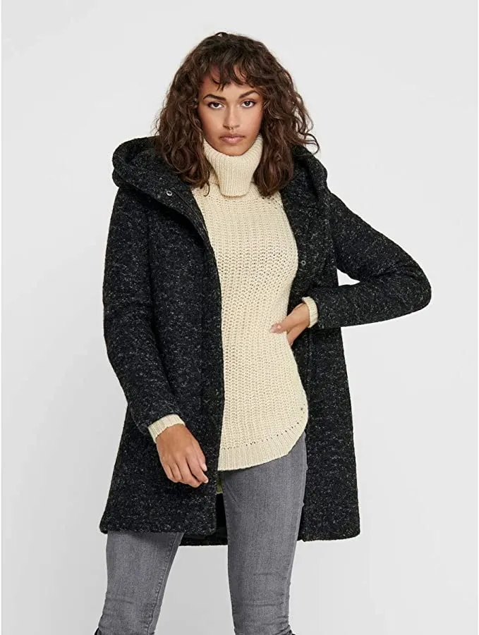 Black Melange Ladies Onlsedona Boucle Wool Coat OTW Noos - ONLY
