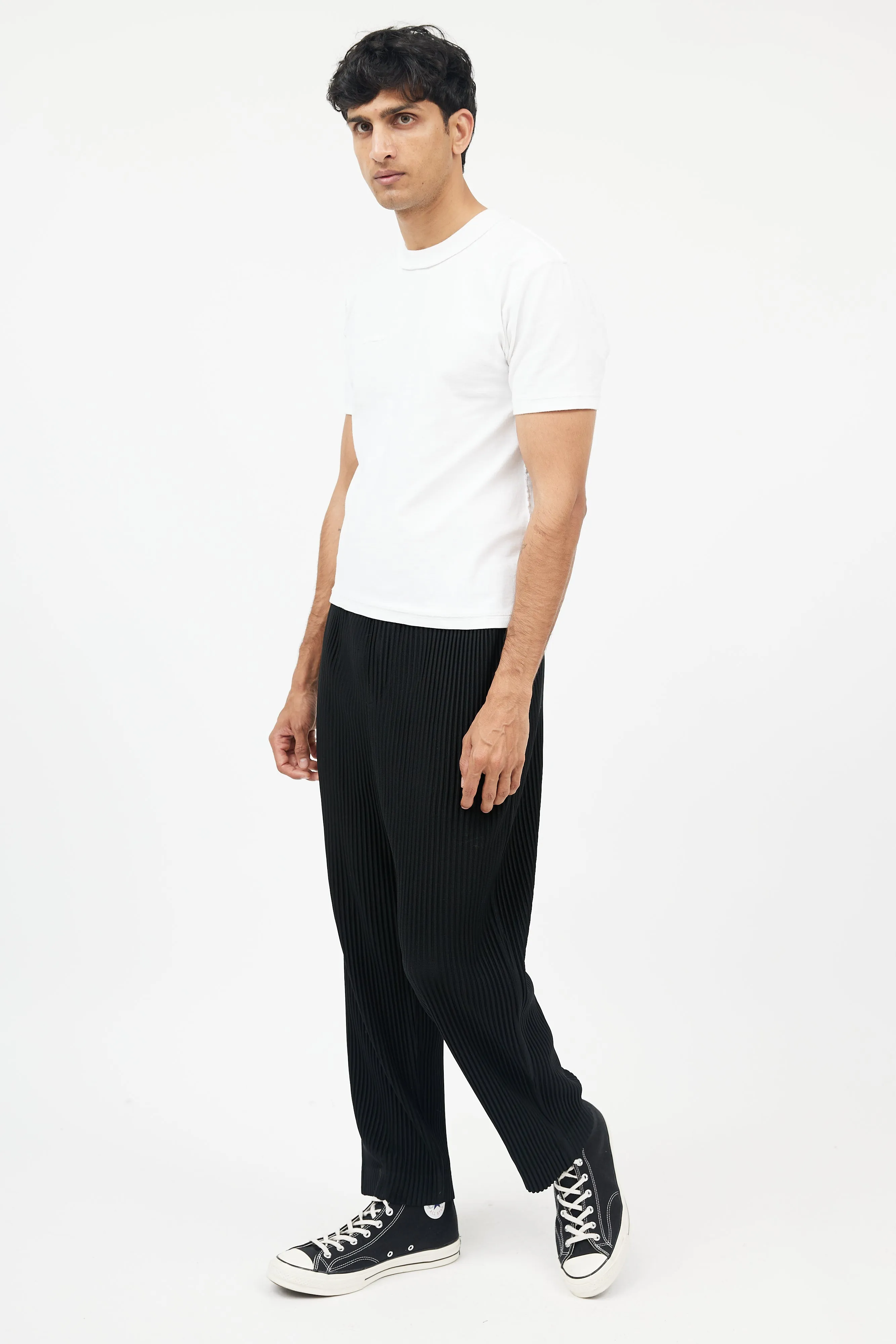 Black Pleated Side Pocket Trousers