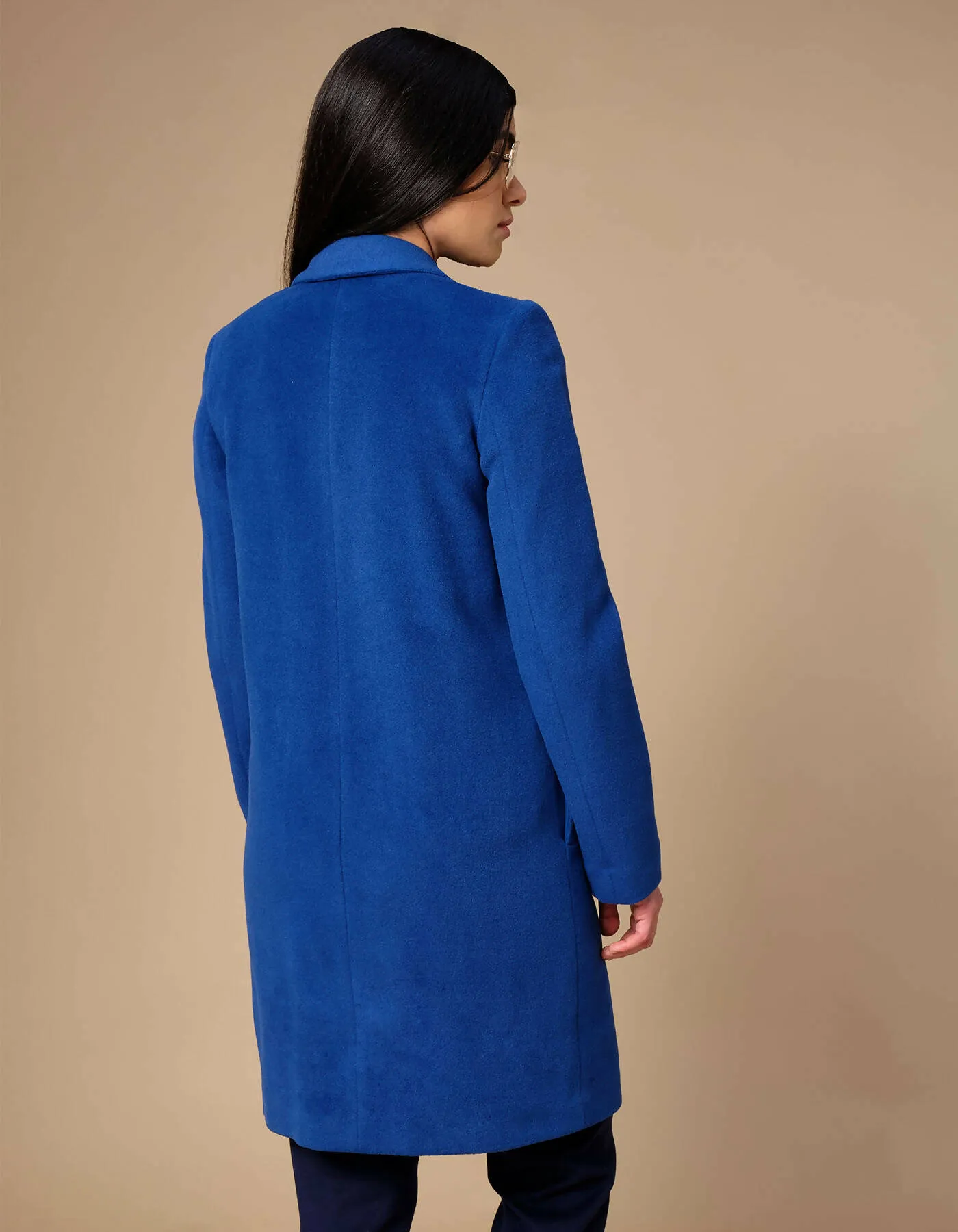 Blue wool coat embroidery