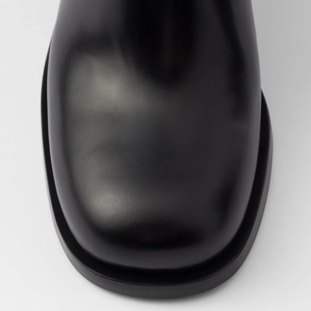Brushed leather booties Black