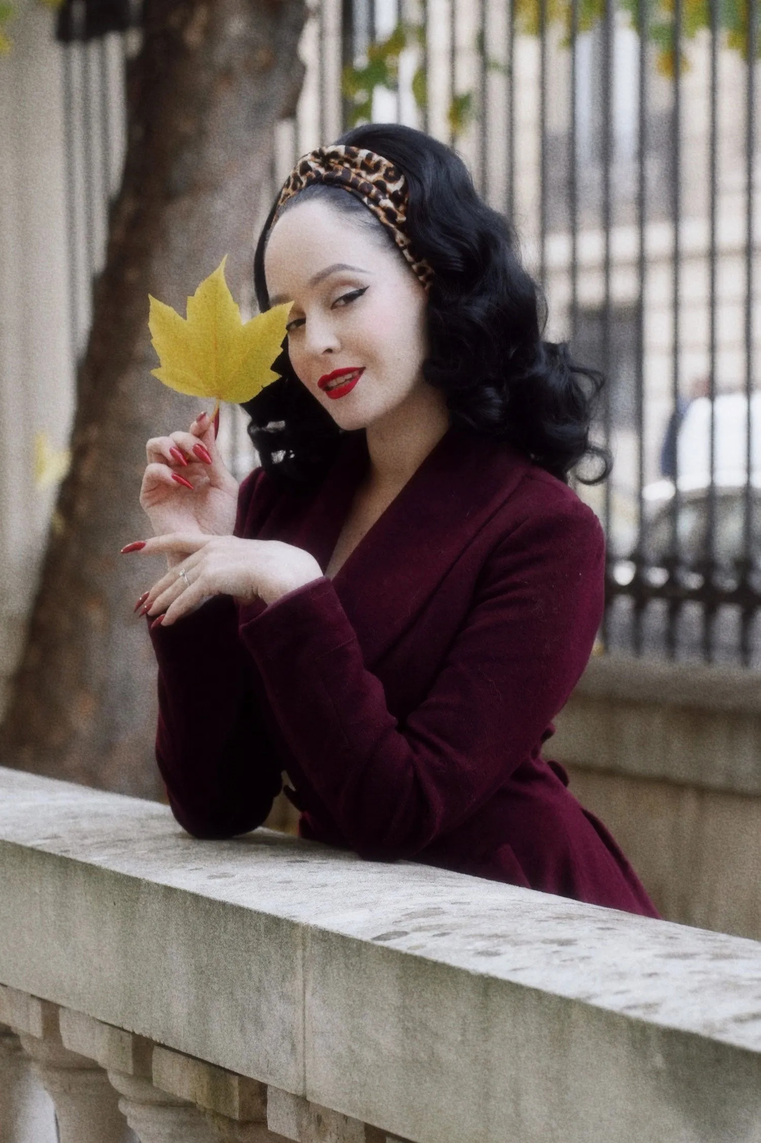 Burgundy Swing Wool Coat 4086