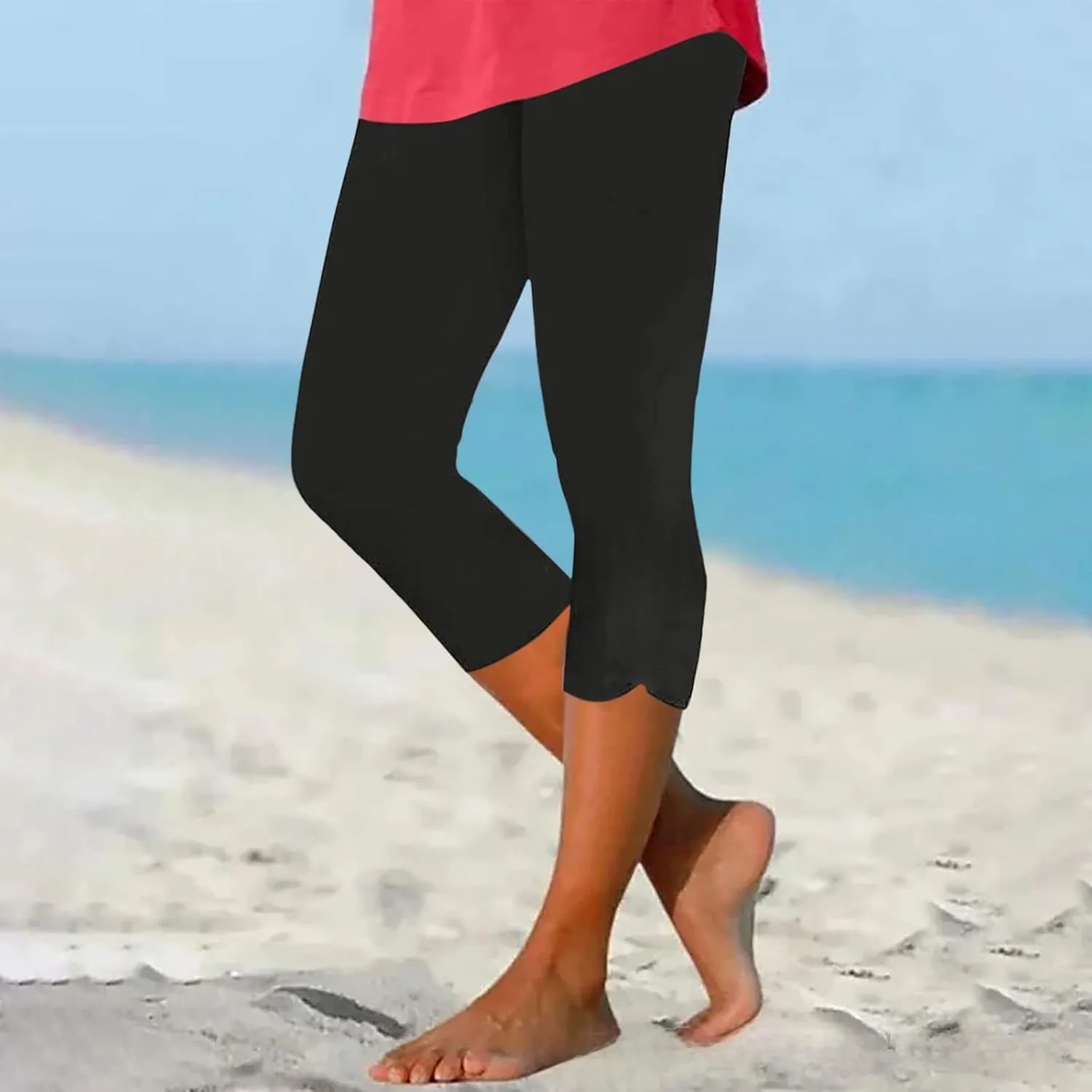 Capri Leggings for Women 2025 High Waisted Yoga Pants Lightweight Comfortable Solid Color Soft Casual Cropped Pants