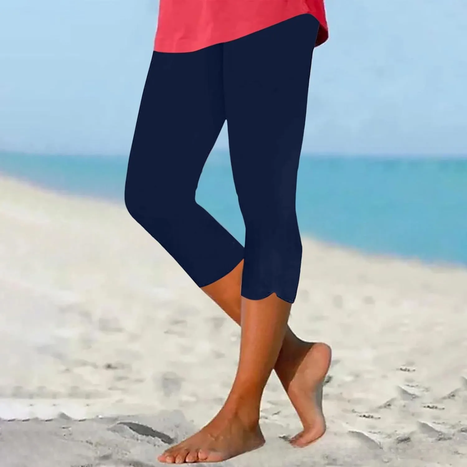 Capri Leggings for Women 2025 High Waisted Yoga Pants Lightweight Comfortable Solid Color Soft Casual Cropped Pants