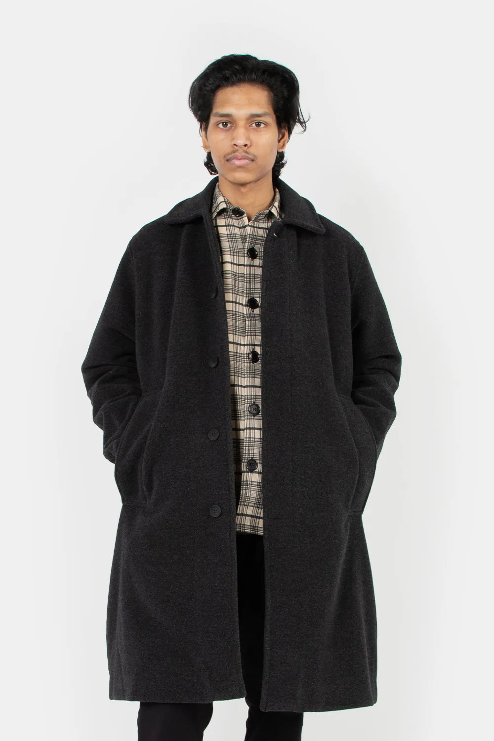 Car Coat Merino Wool - Dark Grey Melange