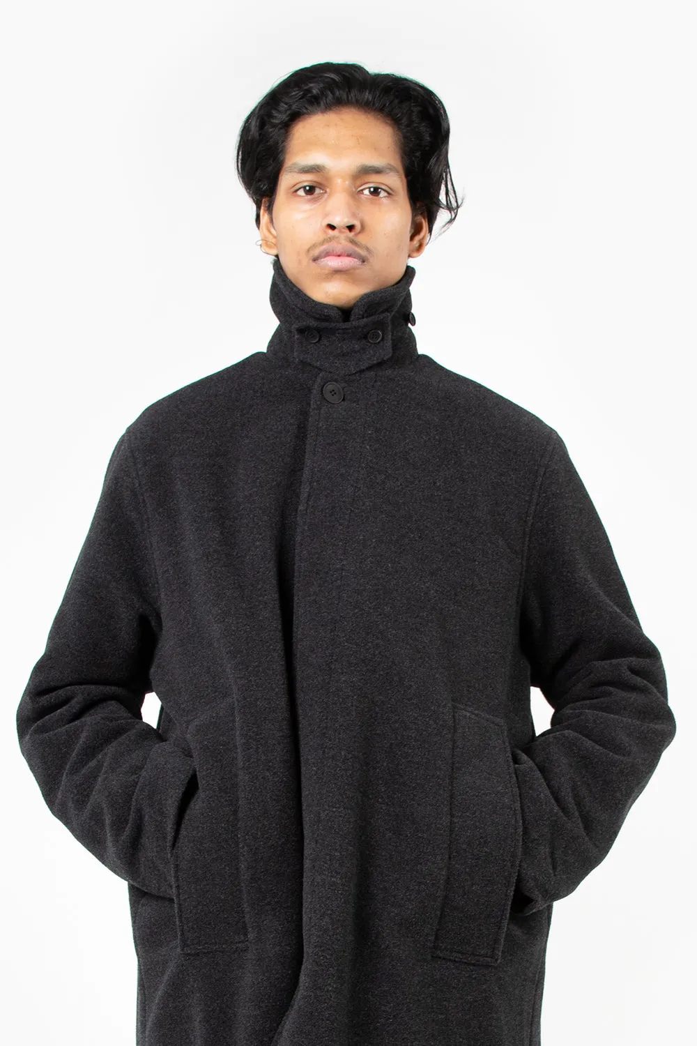Car Coat Merino Wool - Dark Grey Melange