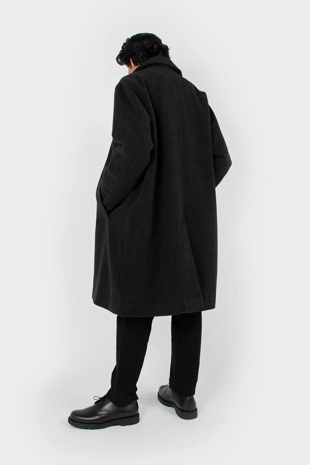Car Coat Merino Wool - Dark Grey Melange