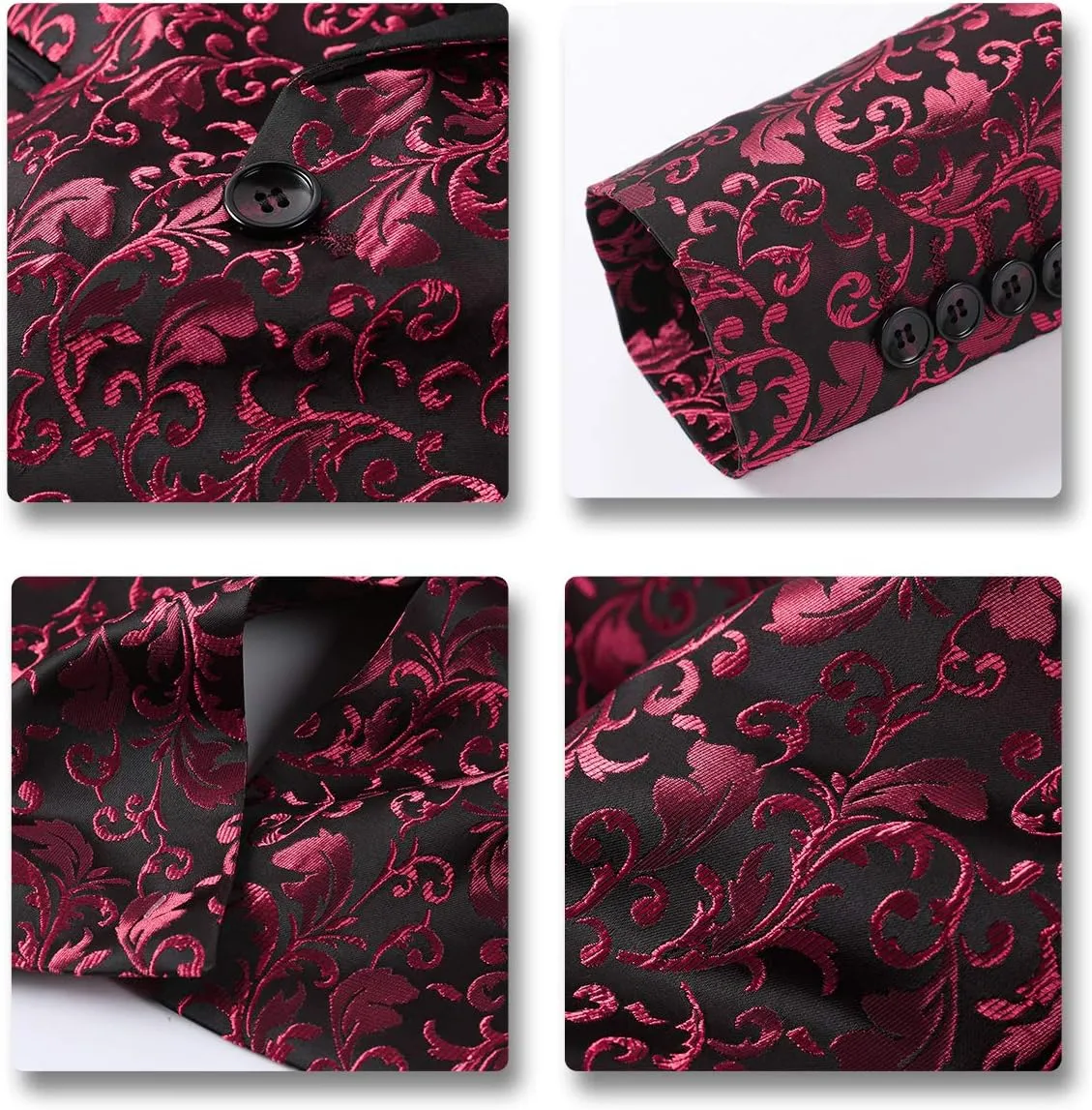 Cloudstyle Mens Floral Jacquard Dress Suit Jacket 1 Button Print Tux Blazer Sport Coat