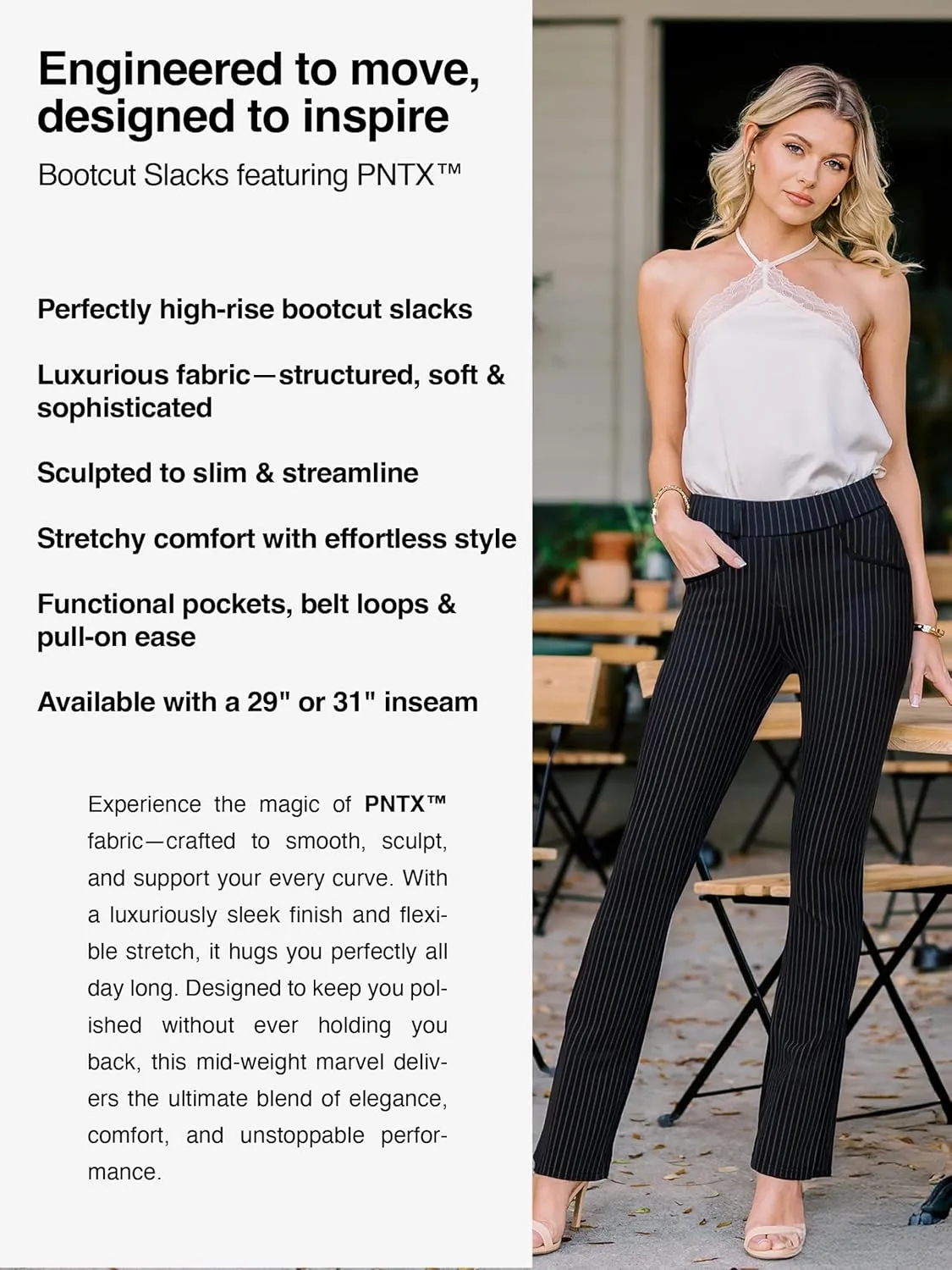 Conceited Dress Pants for Women with Pockets - Stretch Ponte Fabric - Wear to Work - Tummy Control (Available in Plus Size)