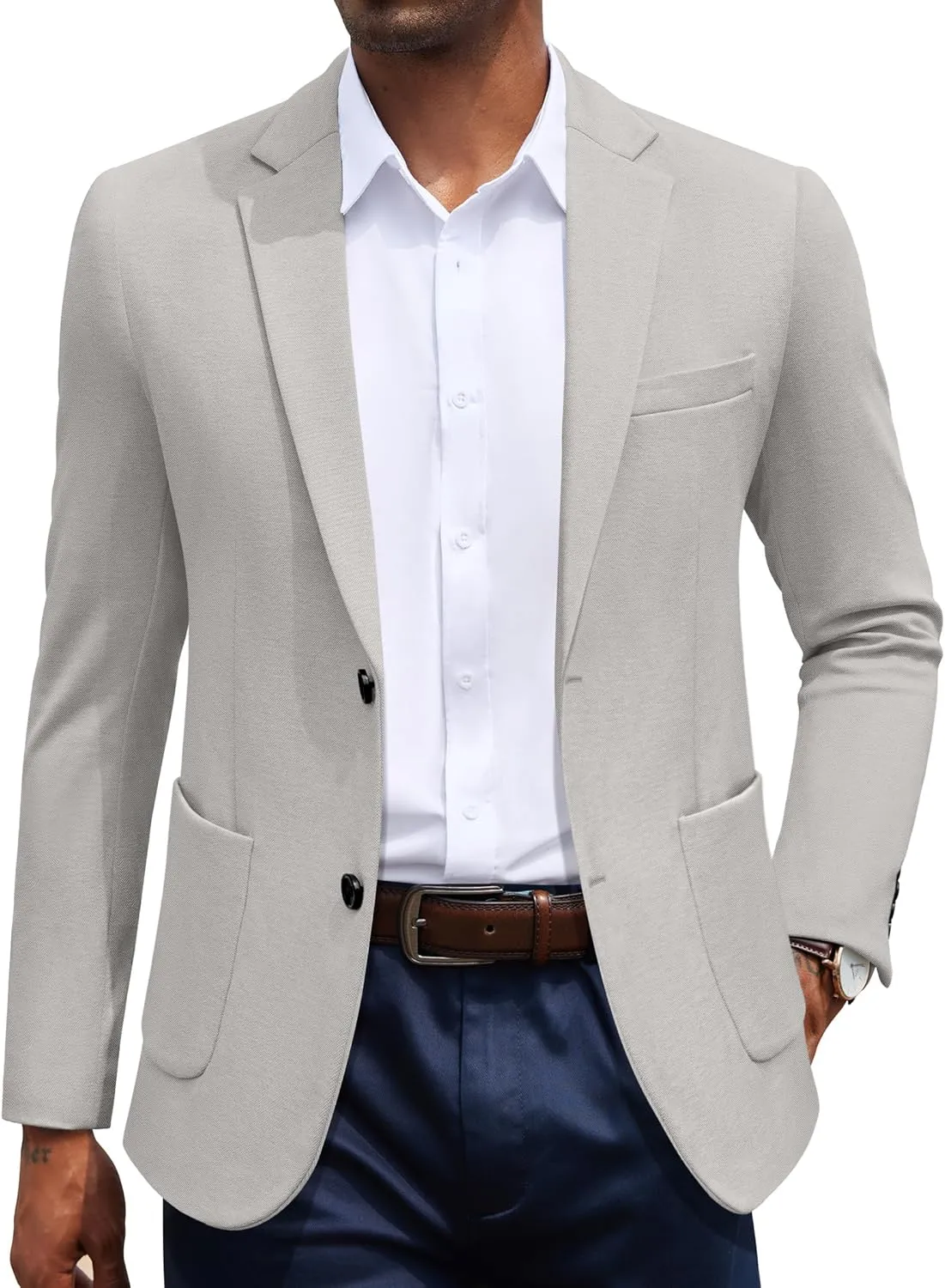 COOFANDY Men's Casual Knit Blazer Slim Fit Sport Coat Stretch Two Button Suit Jacket