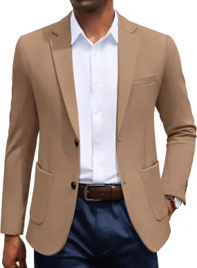 COOFANDY Men's Casual Knit Blazer Slim Fit Sport Coat Stretch Two Button Suit Jacket