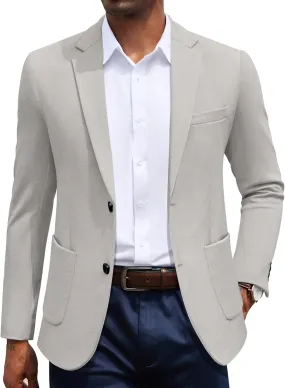 COOFANDY Men's Casual Knit Blazer Slim Fit Sport Coat Stretch Two Button Suit Jacket
