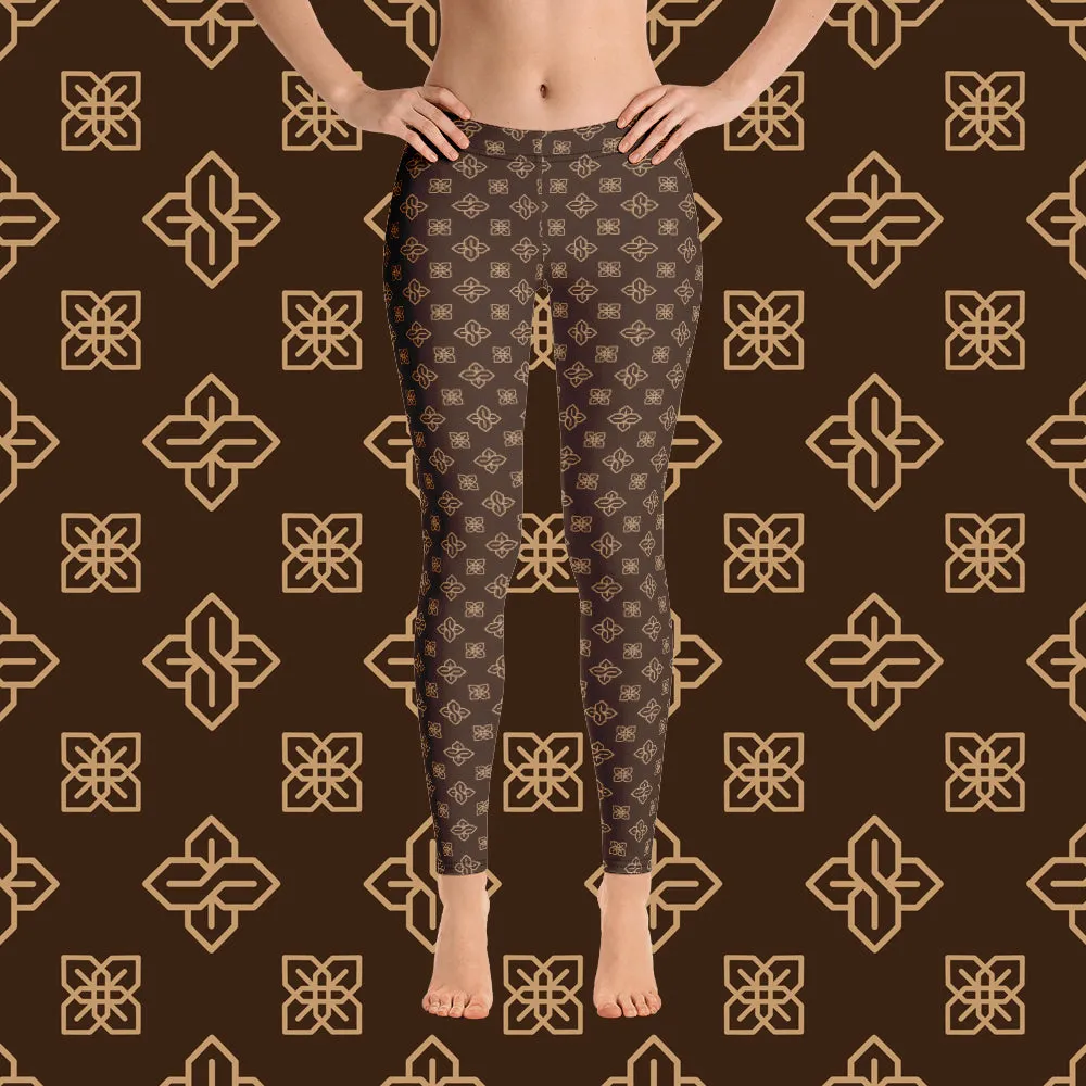 Cool S Pattern All Over Print Leggings - Style 3 Brown