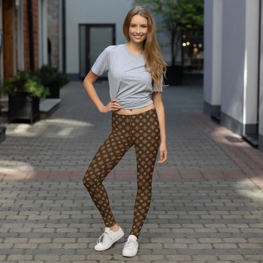 Cool S Pattern All Over Print Leggings - Style 3 Brown