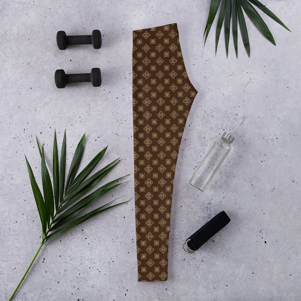 Cool S Pattern All Over Print Leggings - Style 3 Brown