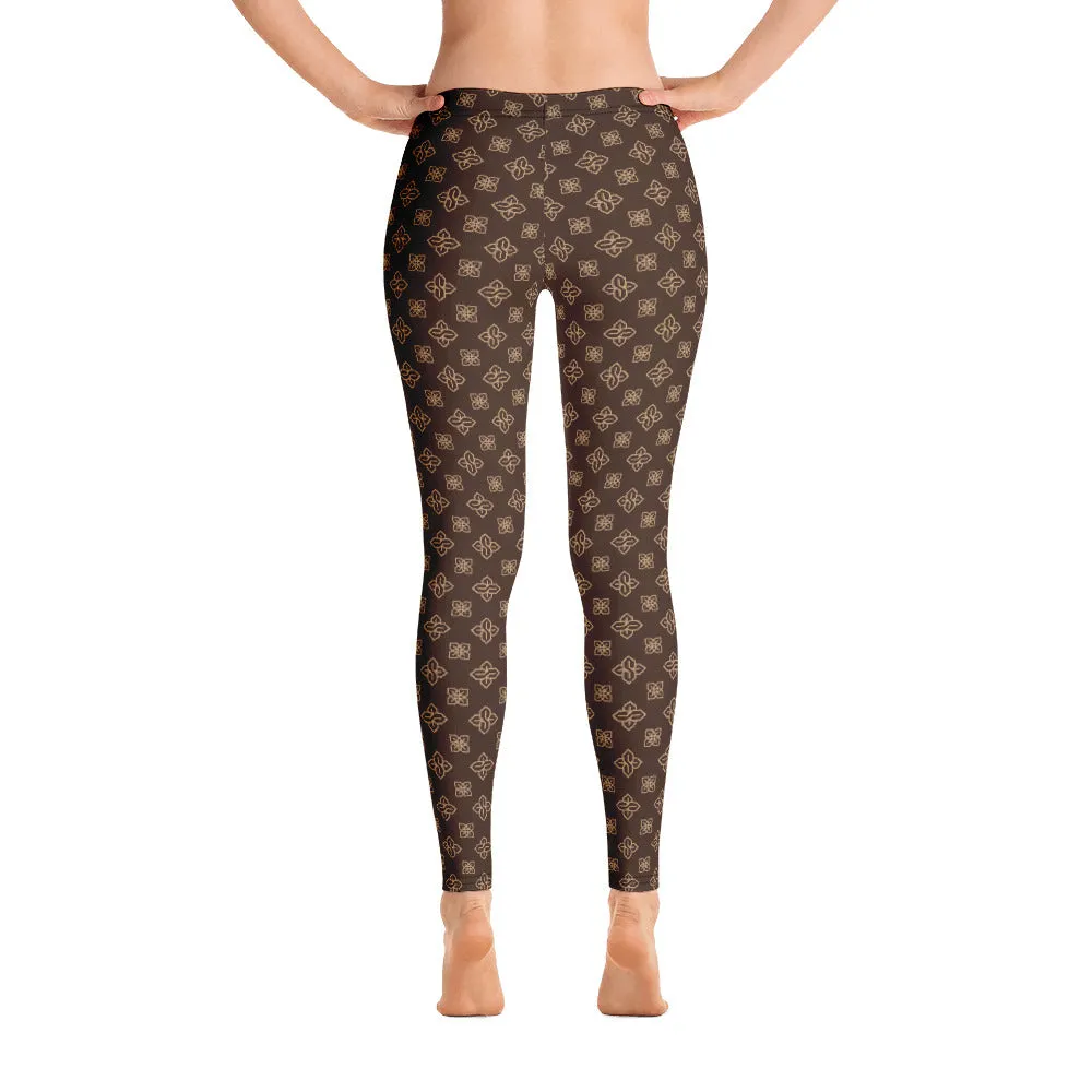 Cool S Pattern All Over Print Leggings - Style 3 Brown