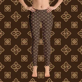 Cool S Pattern All Over Print Leggings - Style 3 Brown