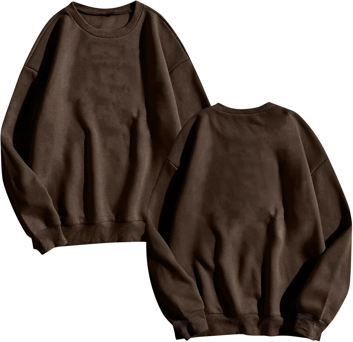 Crewneck Sweatshirts Women Fleece Oversized Hoodie Long Sleeve Shirts Loose Fitting Tops Drop Shoulder Pullover