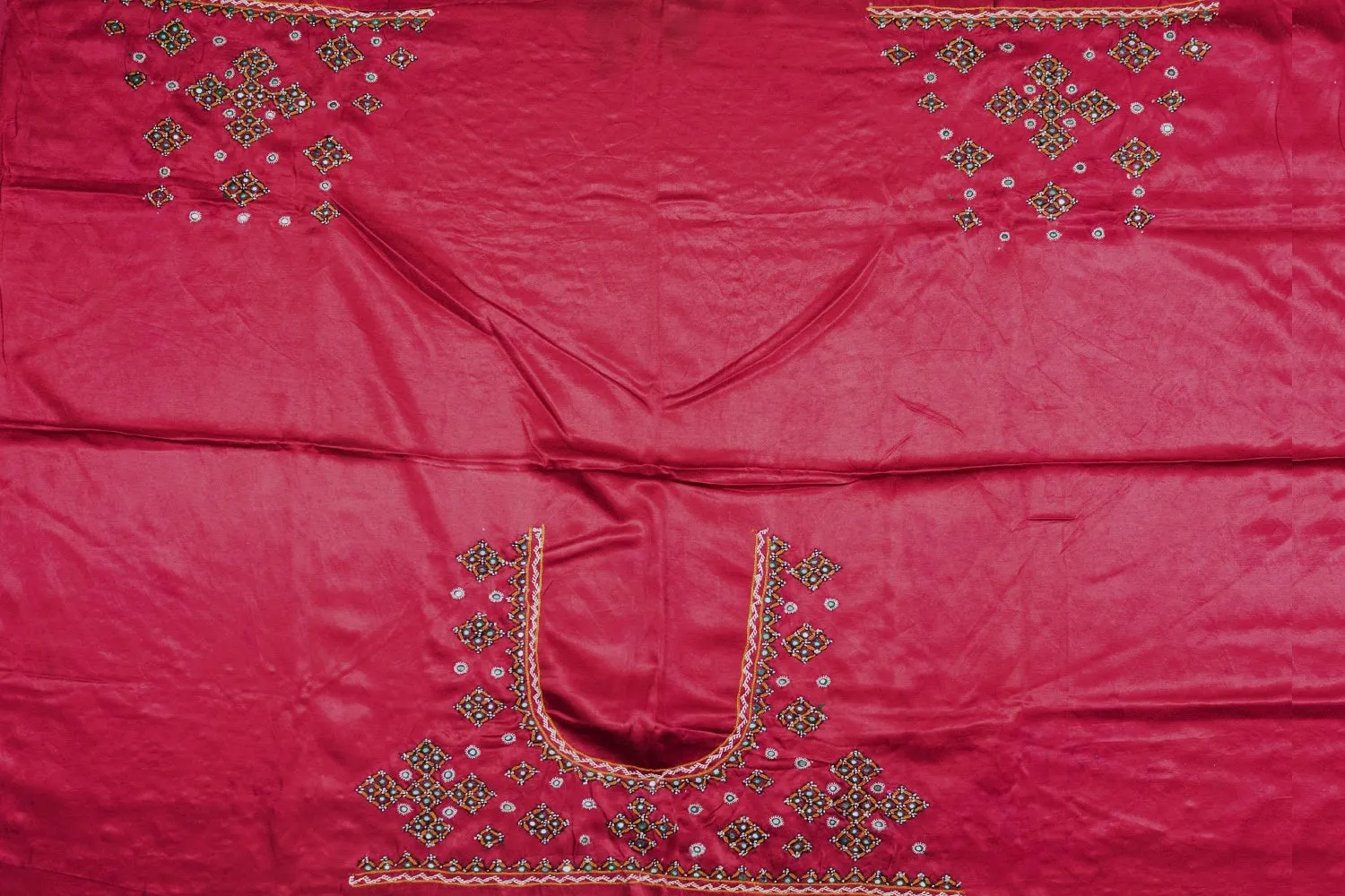 Dark Pink Kutch Embroidered Mashru Silk Blouse