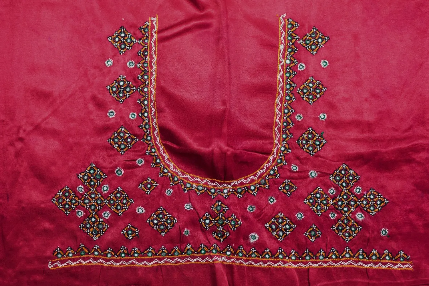 Dark Pink Kutch Embroidered Mashru Silk Blouse