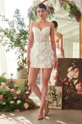 DEEP SWEETHEART STRAPLESS MIDI SHORT BRIDAL DRESS  CDWL083