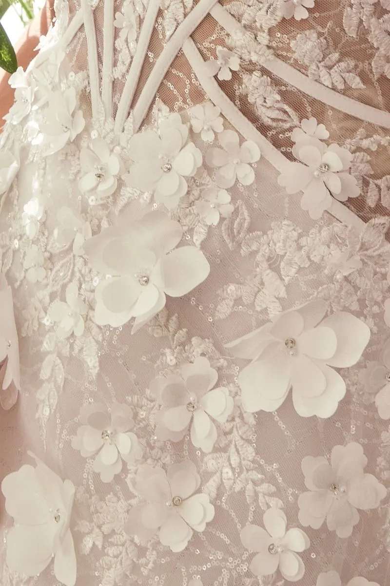 DEEP SWEETHEART STRAPLESS MIDI SHORT BRIDAL DRESS  CDWL083