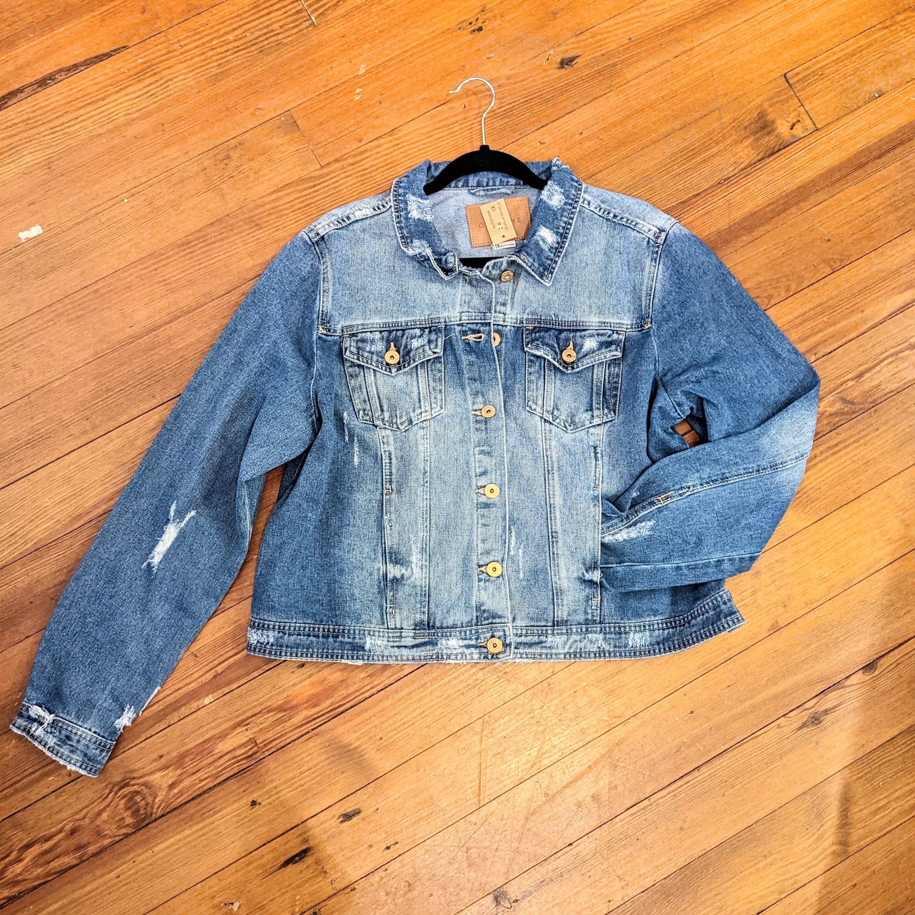 Distressed Denim Jacket PLUS