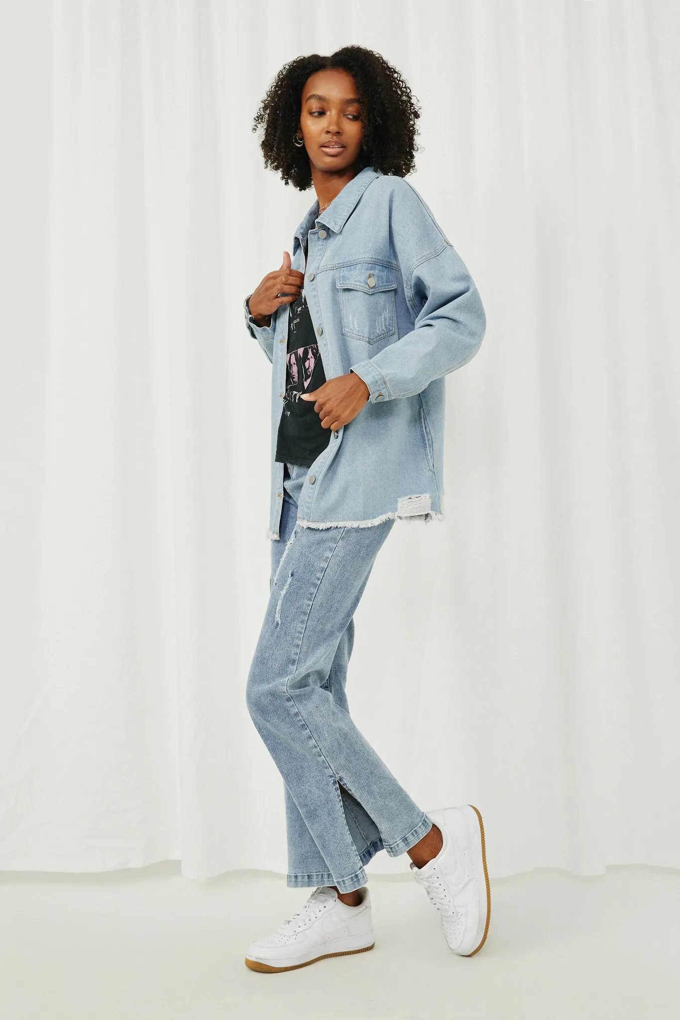 Distressed Oversized Denim Jacket