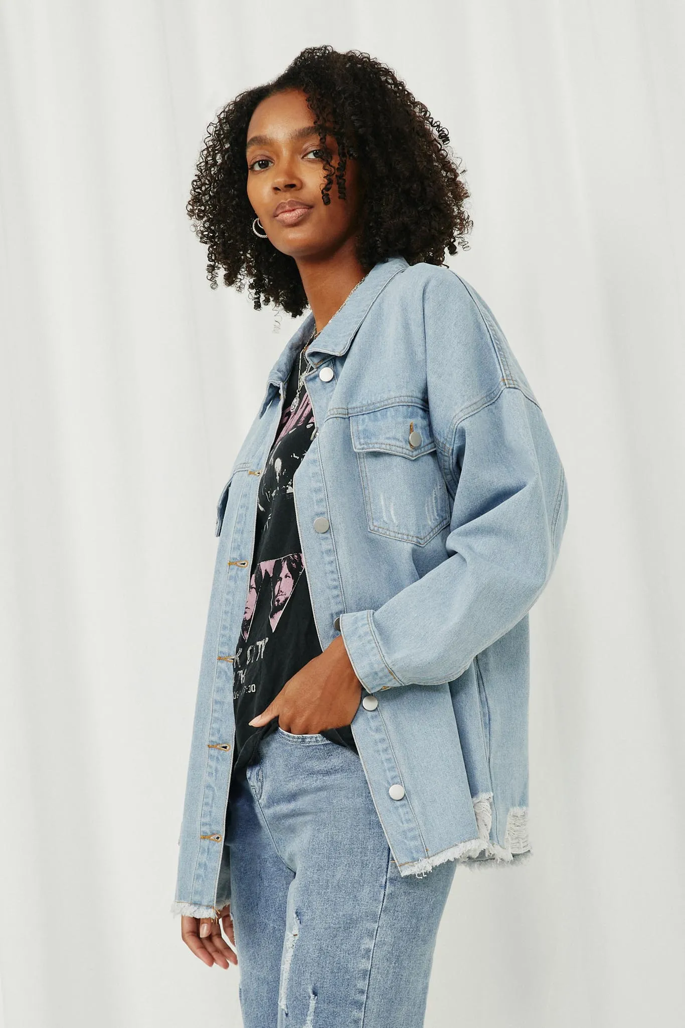 Distressed Oversized Denim Jacket
