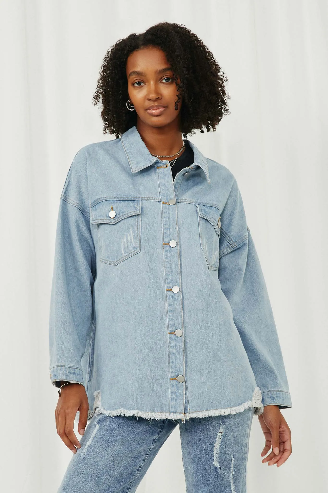 Distressed Oversized Denim Jacket