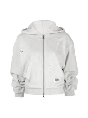 Distressed Zip-front Hoodie