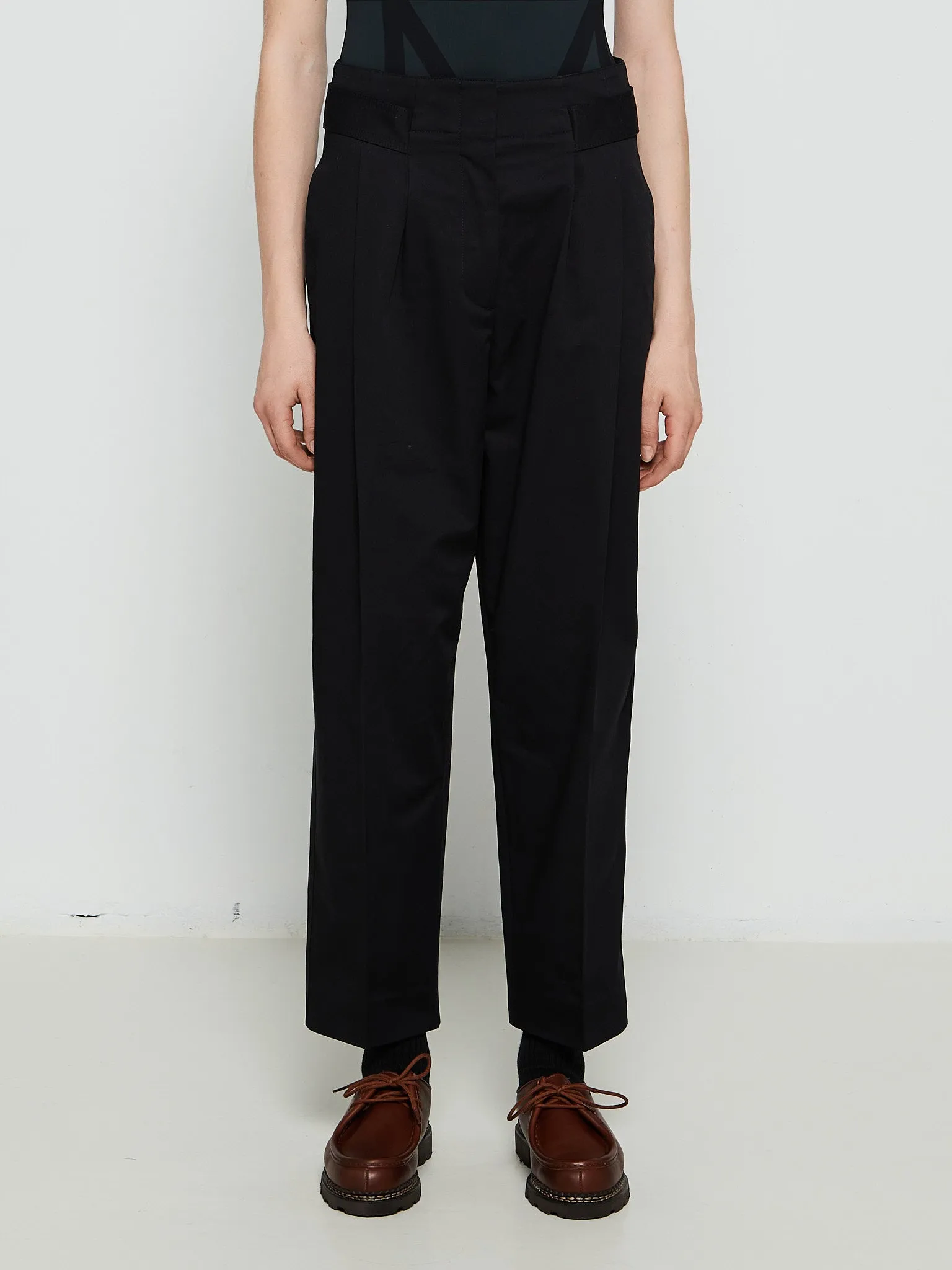 Double-Pleated Trousers in Black