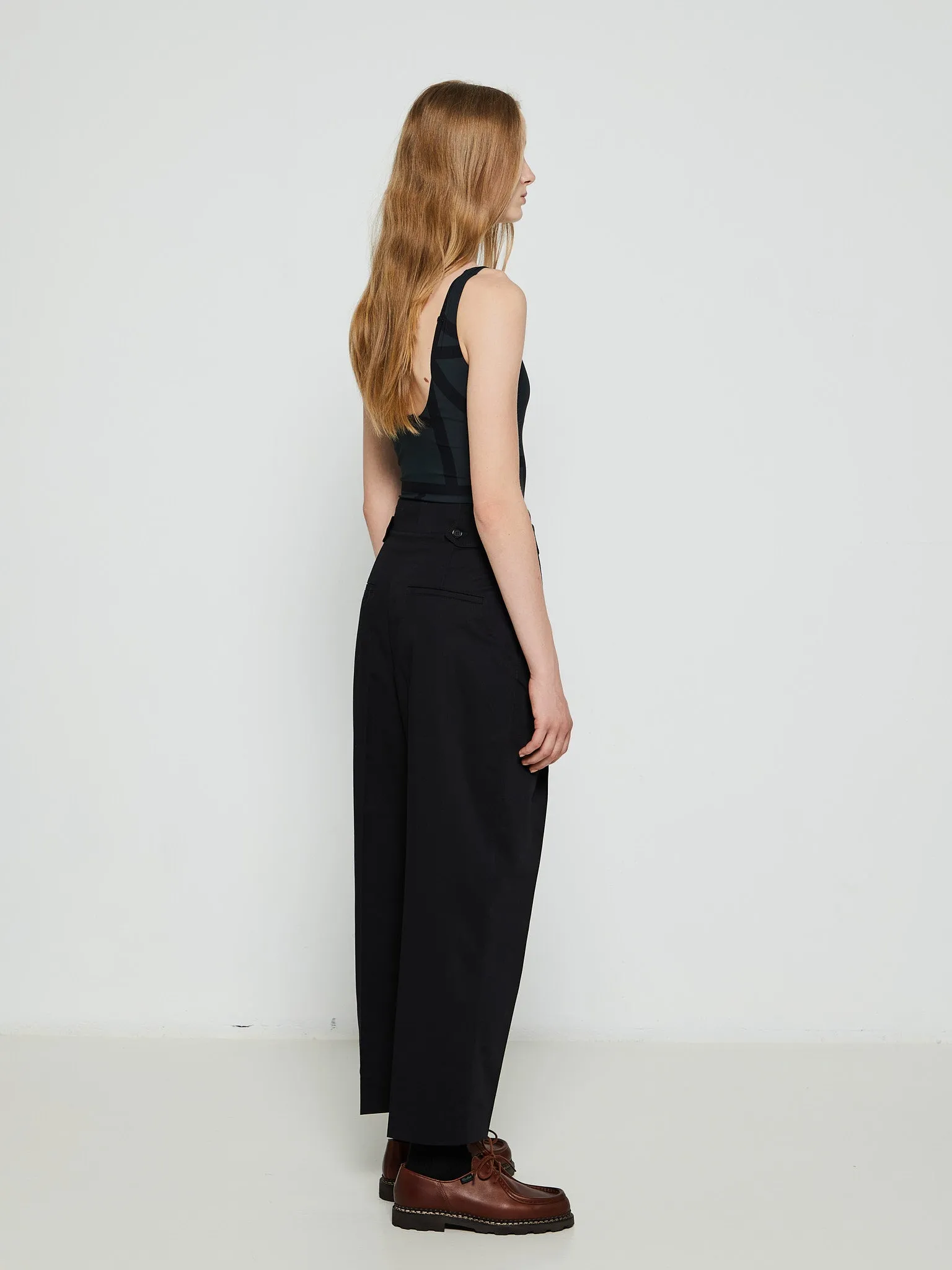Double-Pleated Trousers in Black