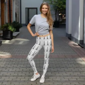 Eiffel Tower Chic Grey Leggings