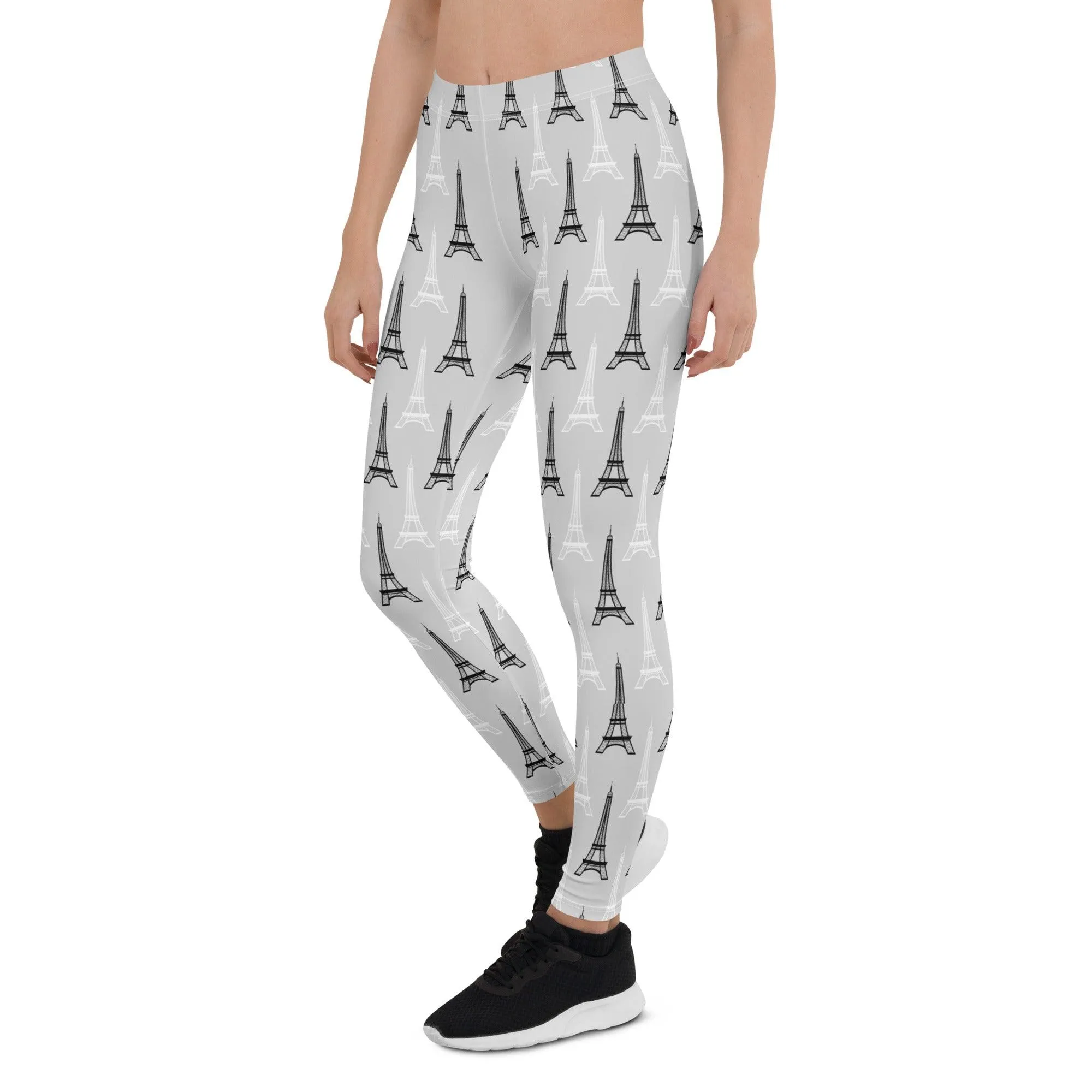Eiffel Tower Chic Grey Leggings