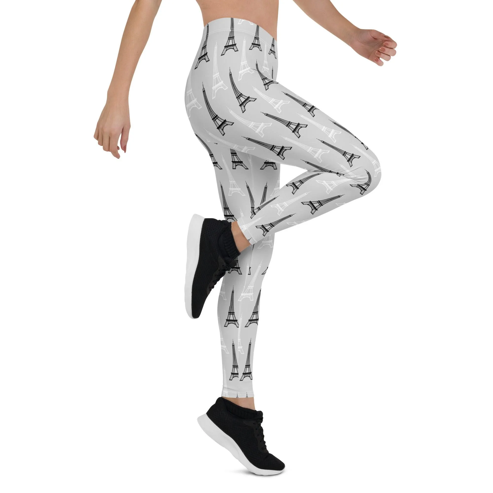 Eiffel Tower Chic Grey Leggings