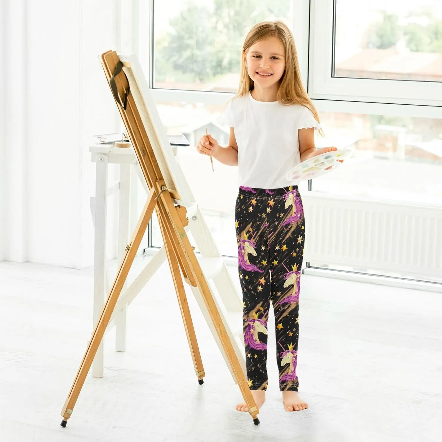 Emelivor Toddler Girls Leggings Comfortable Stretch Pants Athletic Leggings for Kids Girls Toddler 4-10 Years