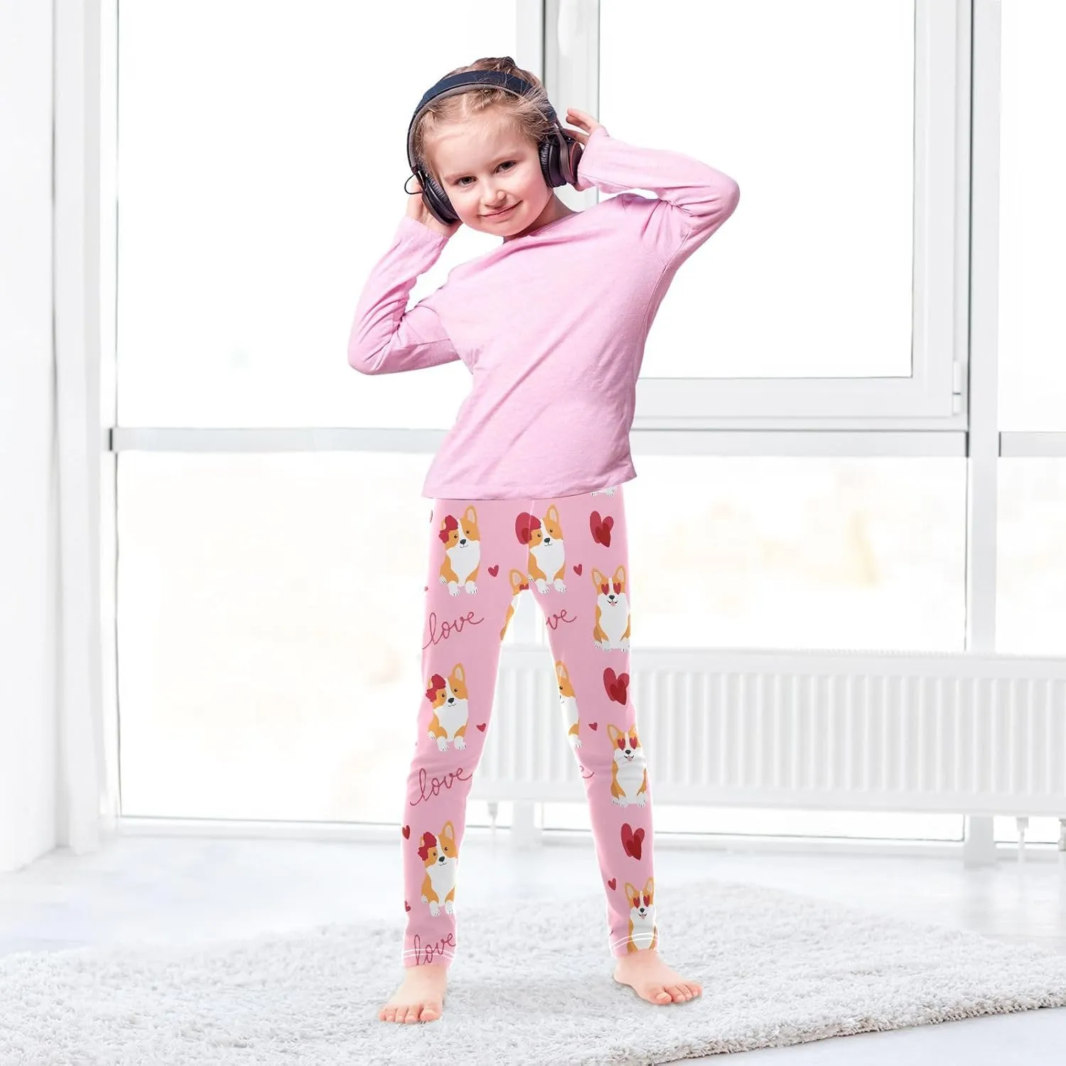 Emelivor Toddler Girls Leggings Comfortable Stretch Pants Athletic Leggings for Kids Girls Toddler 4-10 Years