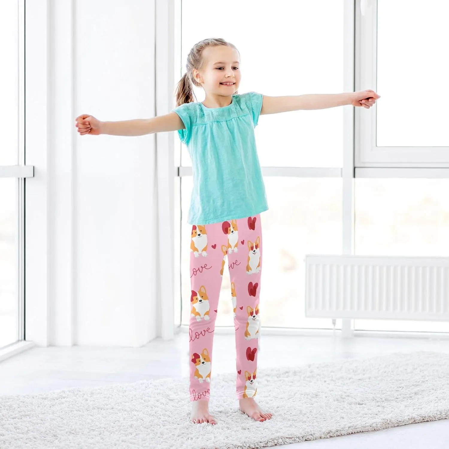 Emelivor Toddler Girls Leggings Comfortable Stretch Pants Athletic Leggings for Kids Girls Toddler 4-10 Years