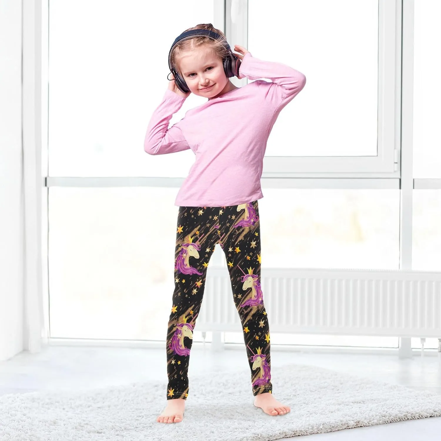 Emelivor Toddler Girls Leggings Comfortable Stretch Pants Athletic Leggings for Kids Girls Toddler 4-10 Years