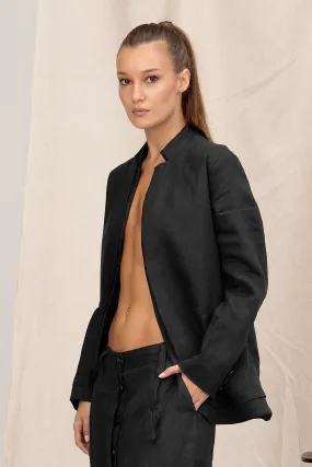 Extravagant Linen Blazer with Double Lapels