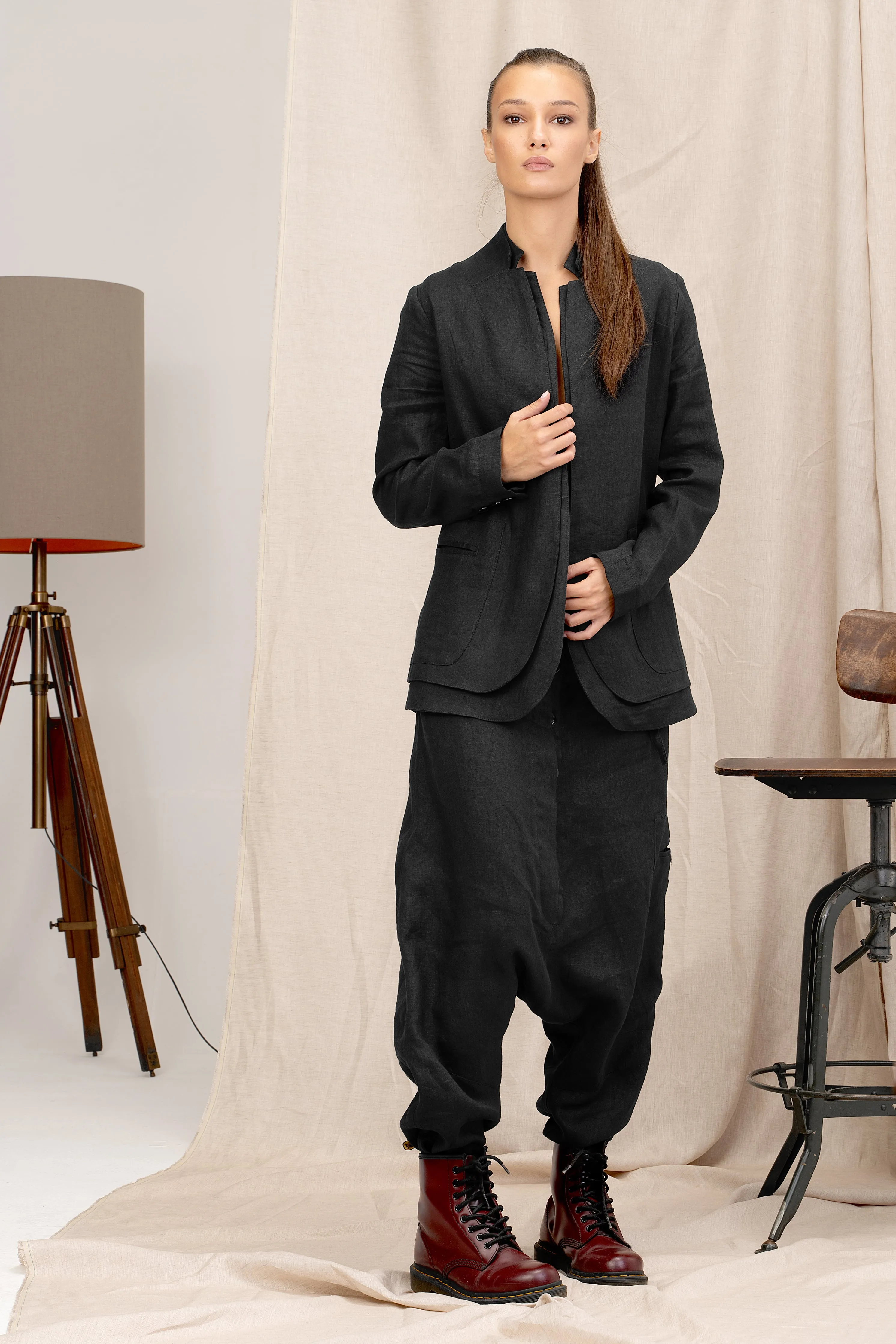 Extravagant Linen Blazer with Double Lapels