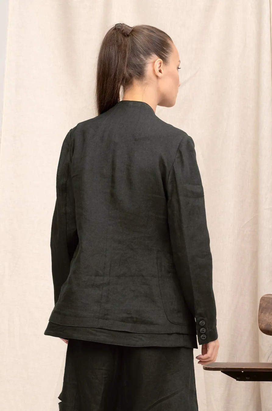 Extravagant Linen Blazer with Double Lapels