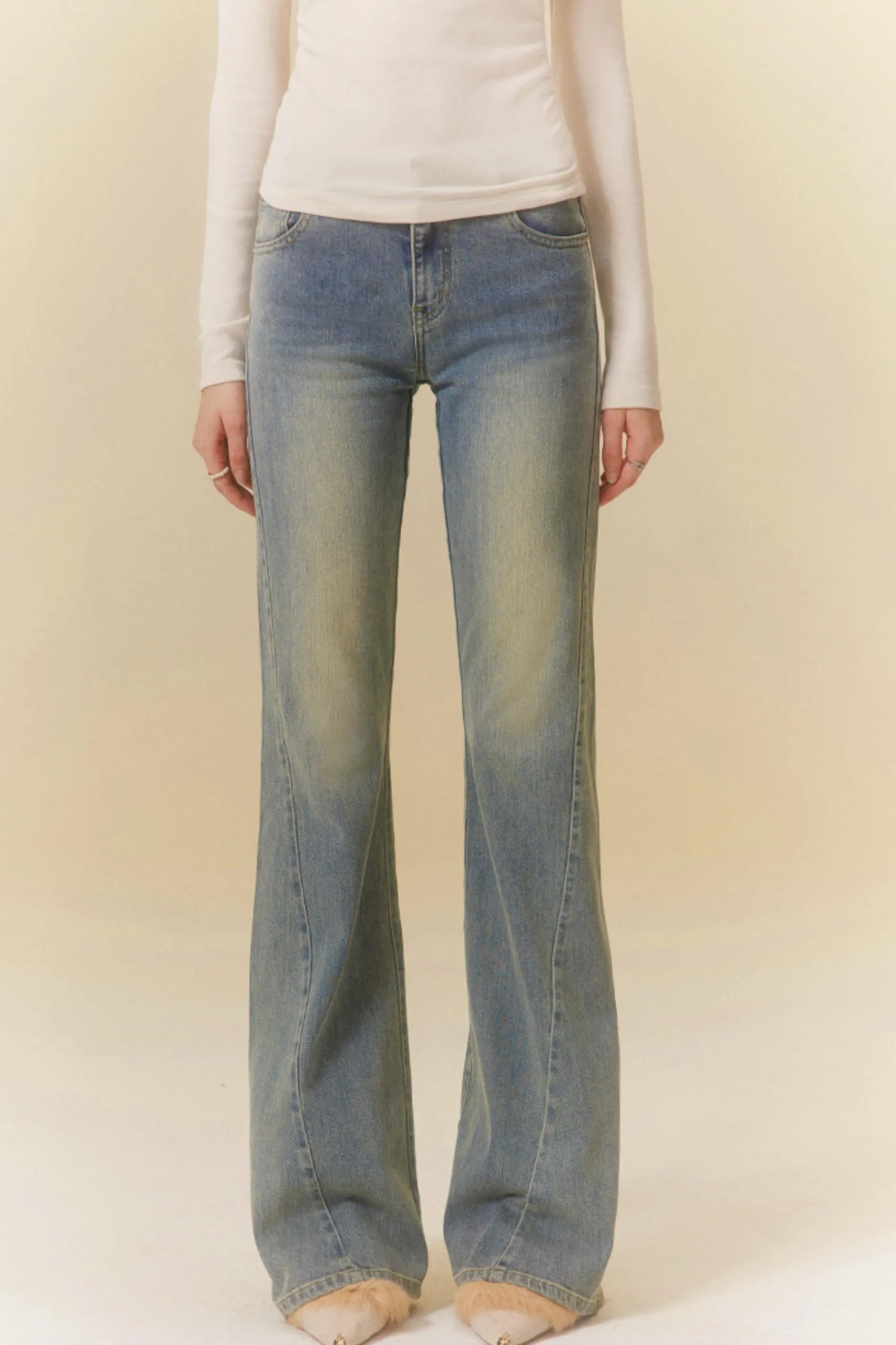 Fitted Bootcut Denim Jeans