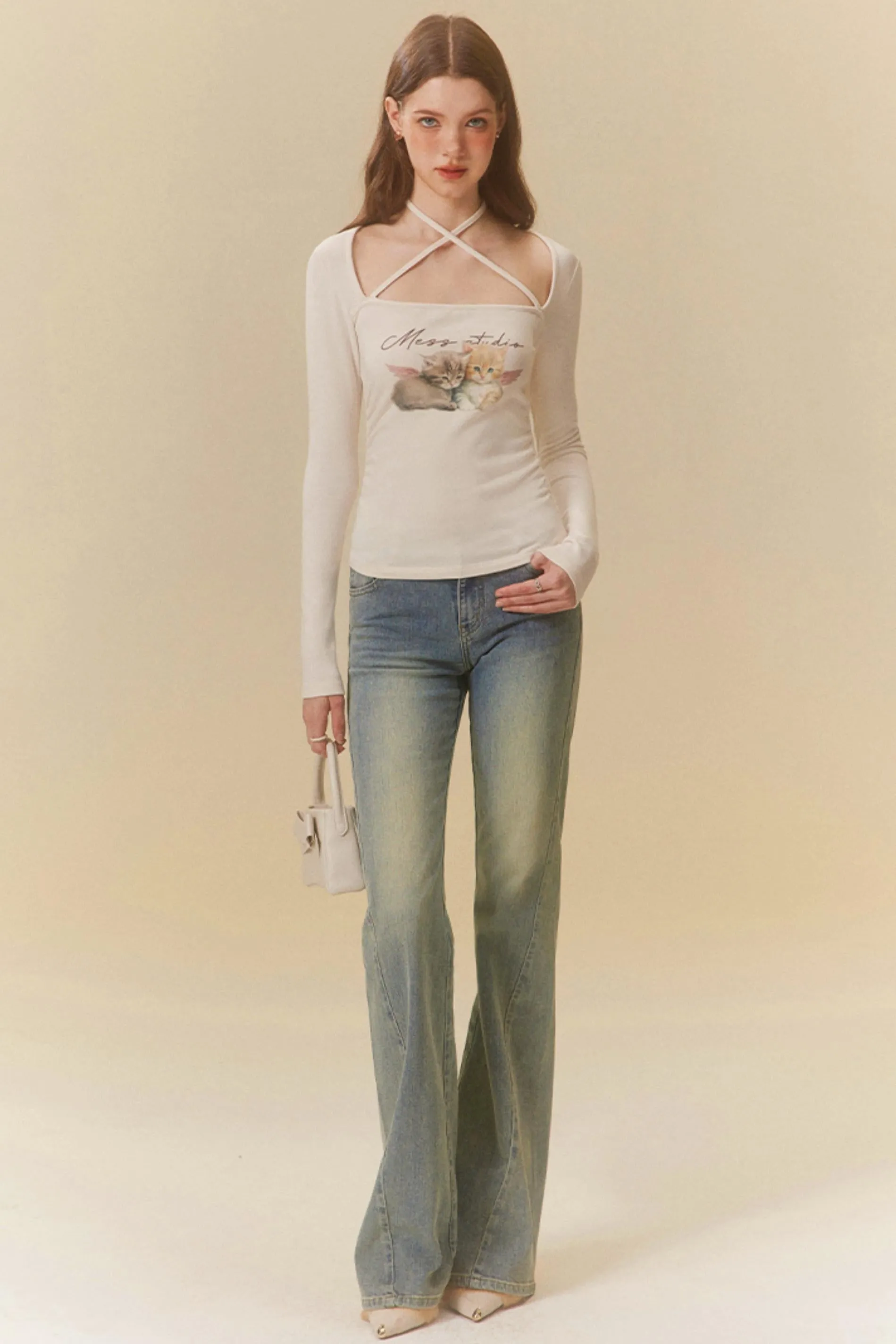 Fitted Bootcut Denim Jeans