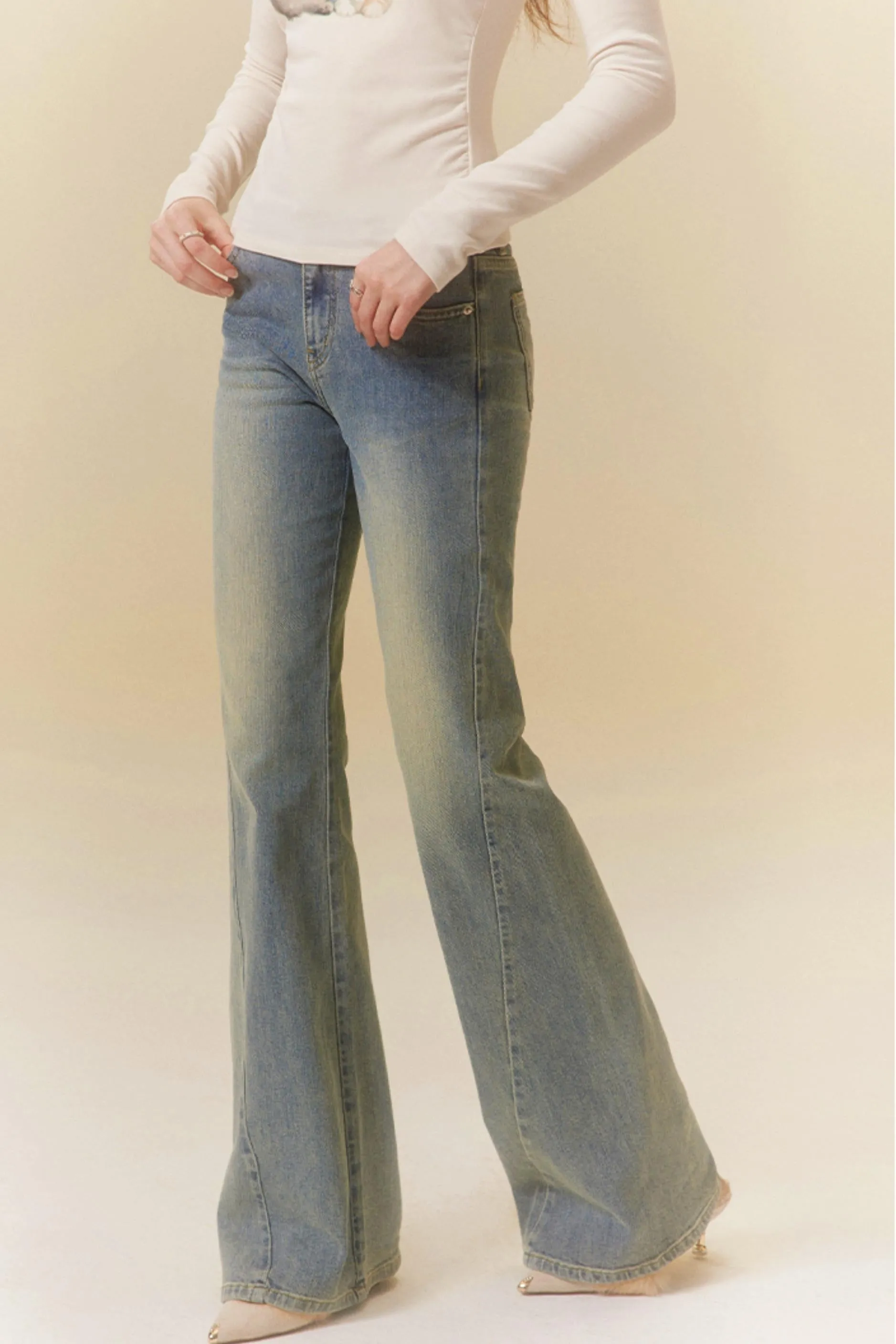 Fitted Bootcut Denim Jeans