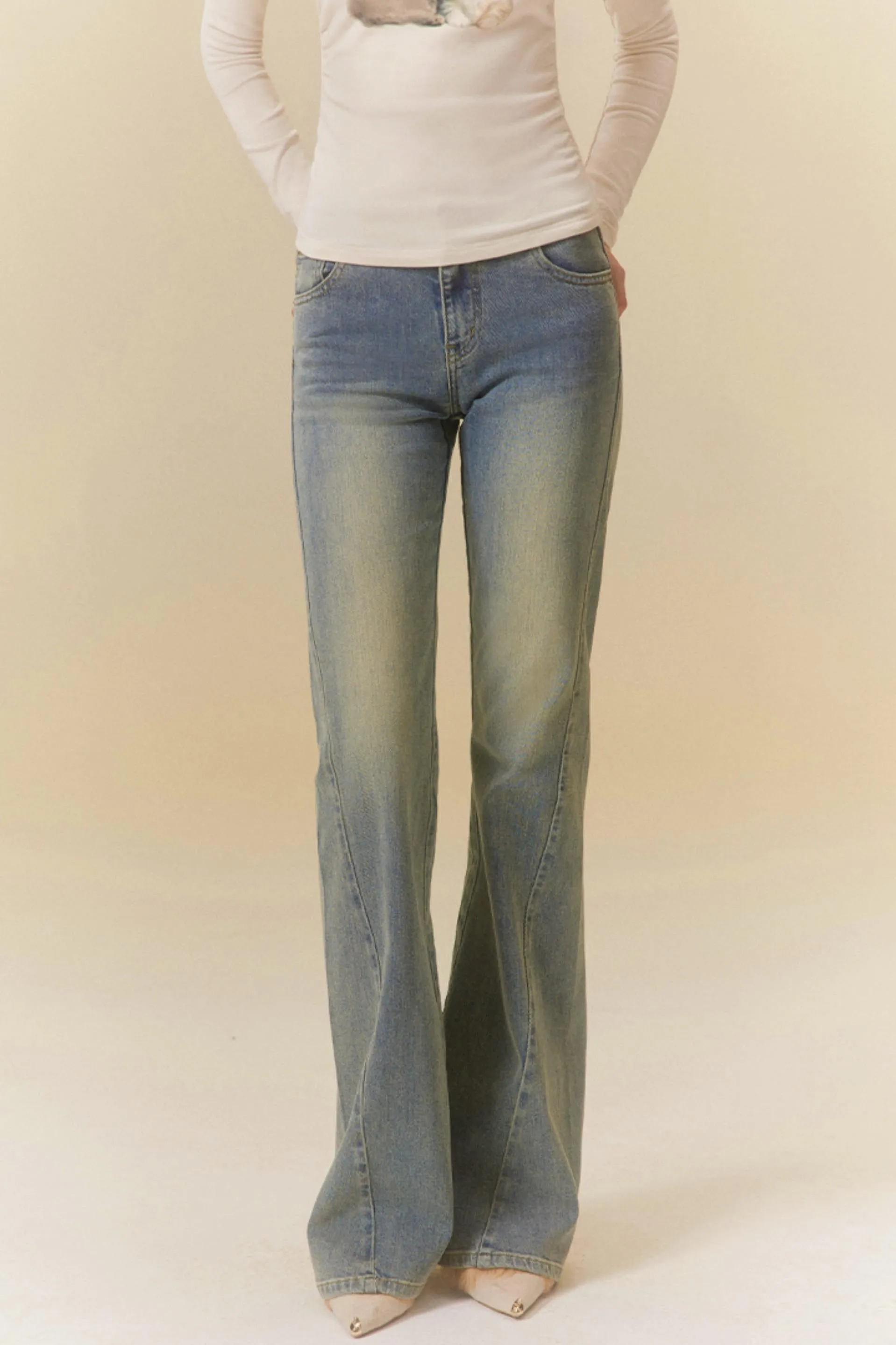 Fitted Bootcut Denim Jeans